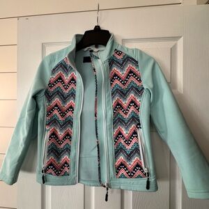 Aqua Jacket with Chevron Pattern
